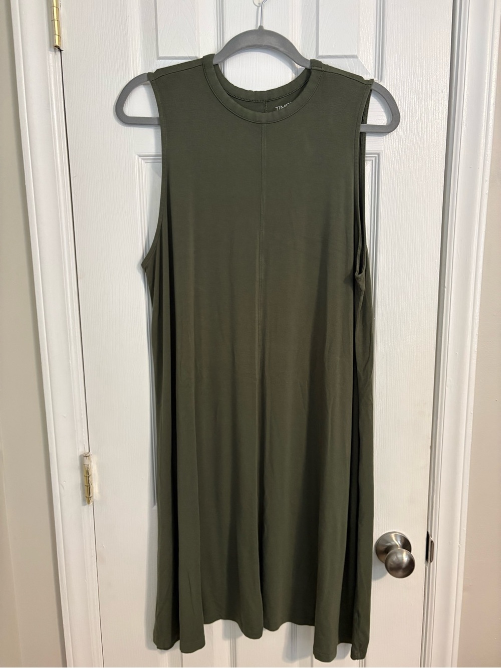 Sleeveless Olive Green Shift Dress